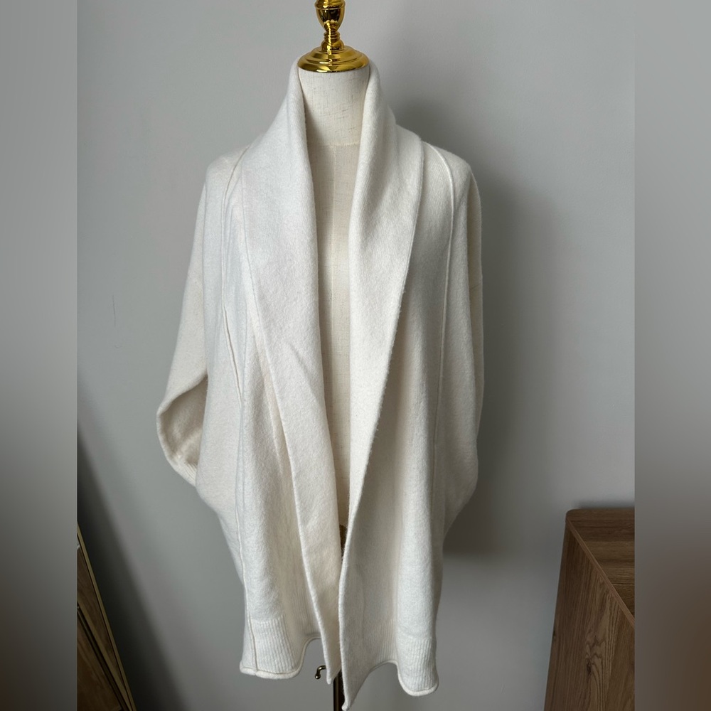 Lou & Grey Cream Open Front Shawl Collar Sweater-S